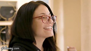 Girlsway Angela White heads hard and rough with Kissa Sins