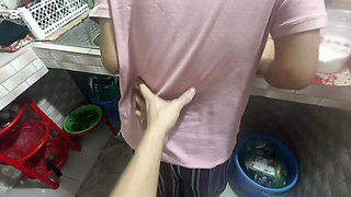 Desi hot stepsister cooking dinner I fuck her in the kitchen  desi hot kitchen sex videos