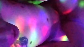 Multicolored Fuck. I Stick My Cock in My Unfaithful Comadre in the Middle of a Shower of Lights...