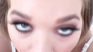 Slim teen Katie Kush POV cum swallow blowjob
