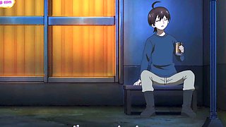 Tiny guy overwhelmed by tall athletic anime giantess babes