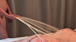 Palm Tree Paddle Spanking and Caning for My Slave