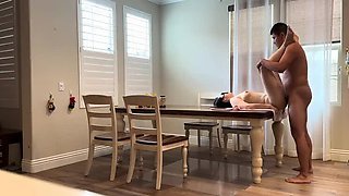Fucking My Buddy's Wife on the Dining Table While He's Out of Town - Asian MILF Brunette Loud Moaning