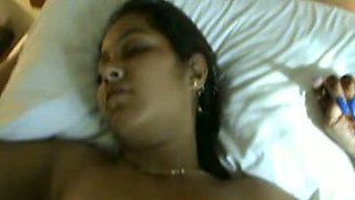 Sleepy busty Indian brunette wifey gets her twat nailed missionary