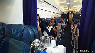This Flight Attendant Fucks Two BBC Studs Part 2: Angela White, Ricky Johnson, Mazee The Goat in Interracial Threesome