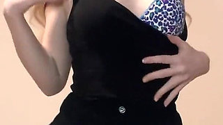 Striptease of Redhead, Skinny, Petite Me with Black Skirt