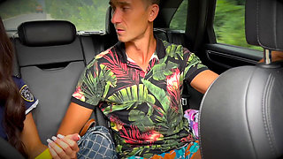 A Sexy Inspector Accepts Payment for a Fine with Rough Sex in the Trunk From Three Men.