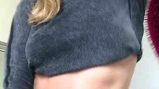 Big Boobed Blonde Masturbates With A Dildo In The Bathroom