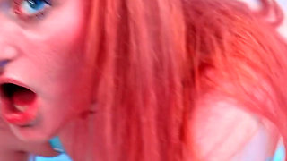 British Petite Redhead Pixie Bell Sucks and Fucks a Huge Cock