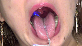 Deep Throat to a Super Long Strip of Blue Lights
