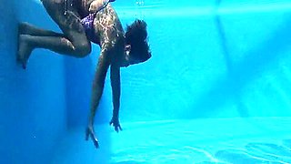 Pornstar Swims Naked In The Pool