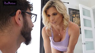 Cory Chase's MILF pussy gets destroyed by her boyfriend's big cock while Let's Daughters watch - PureMature