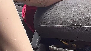 Petite Hana Show Pussy Nake in the Car Blue Dress