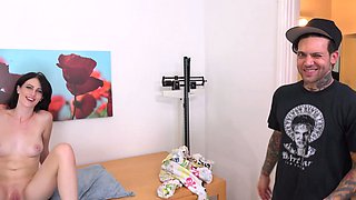 Busty amateur brunette toying herself on web cam