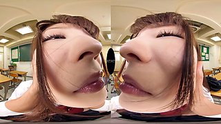 Passionate Japanese student entices viewer in steamy VR school fantasy