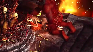 Inferno. Hot sex in hell. Devil fucks hard a young sexy slave