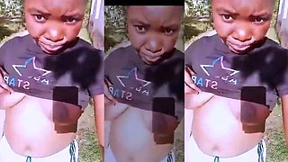 Black Amateur Samantha Johnssons Flashing Her Big Tits and Playing with Dildo