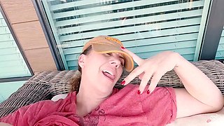Stepmom Stepdaughter Redneck Pussy Eating Outdoors - hairy MILF receives oral sex on the porch
