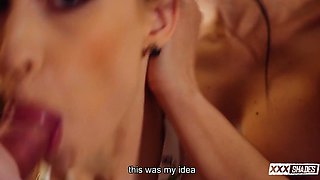 Angel Rush Sizzles in Fiery Kitchen Threesome Passion