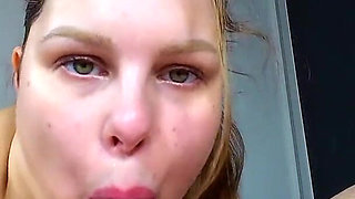 Hot Wife Sucking Cock and Swallowing Every Drop of Hot Sweet Cum