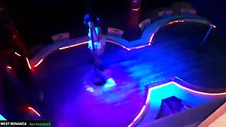 Latina Stripper Pussy Eating in DJ Booth - Old Man Fingers Her Before Pole Dance
