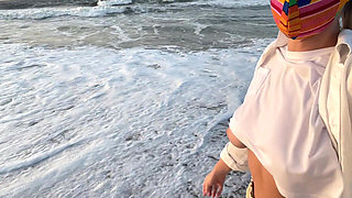 Blonde Amateur with Big Tits Is Walking Without a Bra