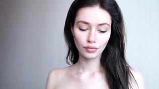 Beautiful teen brunette Jessica Sinn masturbates