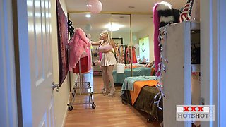 Boobylicious WAM babe throat fucked by dominant guy