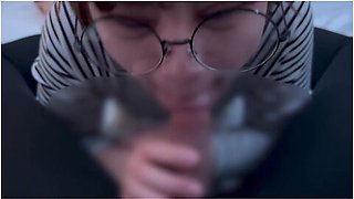 Glasses Girl Gets Caught By The Smell Of Dick And Sucks Up A Lot Of Sperm