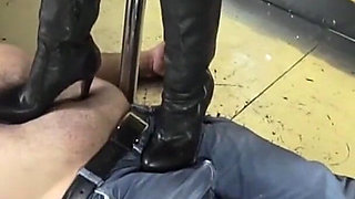Dominatrix Boots Trampling Submissive Slave