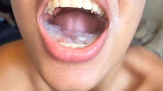 Pietro Montoya's Stepdaughter Deep Throat Upside Down Swallowing Cum