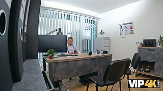 Vip4k. czech slut wife is flashing off her Big Boobs in the bank while her husband witnessing