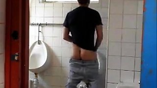 Gloryhole Masturbation Amateur Hunk Fun in the Restroom