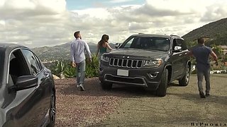 Stranded dude fucked by bisexual couple after car breaks down