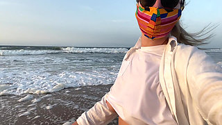 Blonde Amateur with Big Tits Is Walking Without a Bra