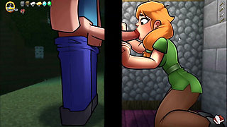 Hornycraft blowjob through glory hole at night