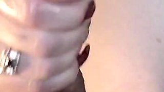 MILF Penetrates Pierced Cock with Her Long Nails, Handjob BDSM Femdom