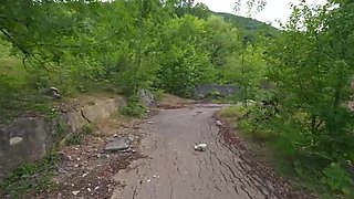 Russian babe with a sexy hole fucked in public