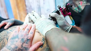Tattooed Couple Fuck with Big Cocks Merry Gets Inked Foursome