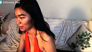 Naughty Asian milf Julia solo masturbation close up