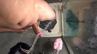 Soaping up my little dick until it gets massive. Wet edging fun in the shower.