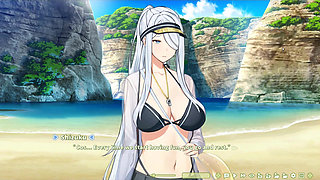 Hentai Game - Summer Clover - Beach Hentai - White-Haired Beauty Gives Satisfying Paizuri - Shizuku Hentai