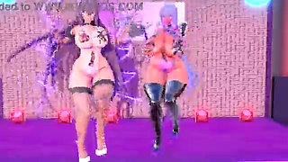 Girls nude dance. 3d animation