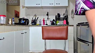 Latina Housemaid Pound her Donk and Beaver with a Meaty Bottle, pee in a pot and gulps it