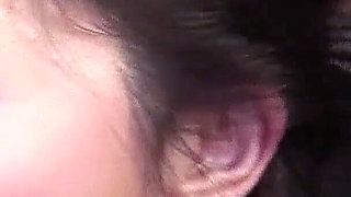 Skinny Japan teen with hairy pussy helped to masturbate and banged