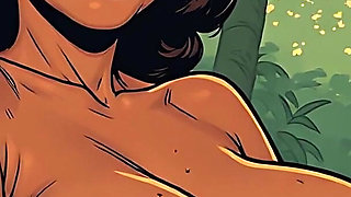 Topless Jungle Women Retro Style Art
