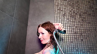 Slow Motion Shower Worship, Nude Cinematic Wet Goddess Body, Sensual Water Play, Glistening Close-up