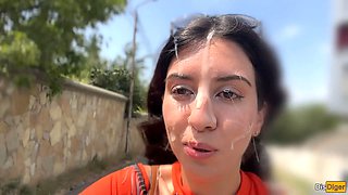 Crazy Girl Sucking Dick in the Bushes - Huge Facial Public Cumwalk