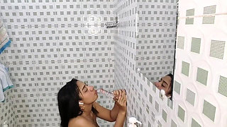Slut Gets Fucked, in Her Stepbrother's Bathroom Secretly