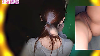 Fragile Heiress Heat as the Natural Rich Beauty Offers Warm Mouth Support Inside a Risky Temporary Booth